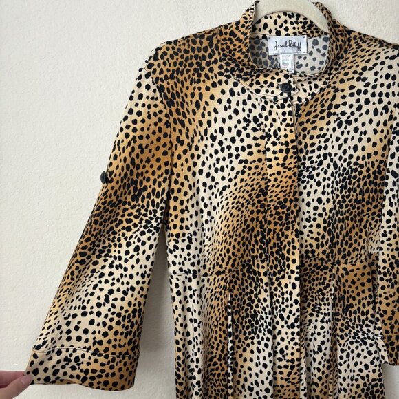 Joseph Ribkoff Cheetah Leopard Print Button Front Longline Tunic Top - Picture 6 of 10
